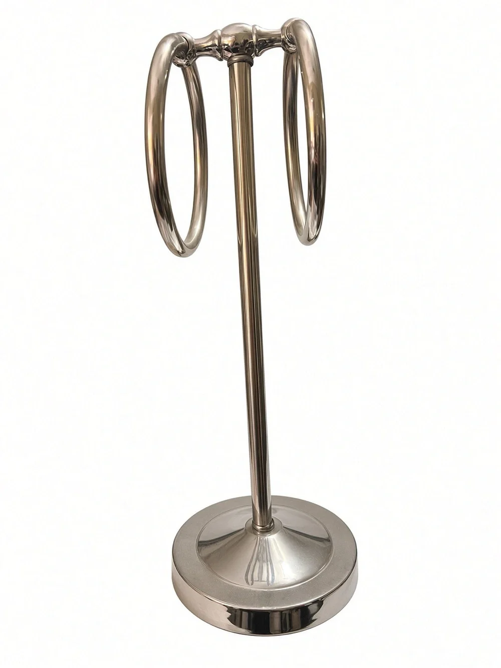 Chrome Hand Towel Stand Double Ring Freestanding Holder